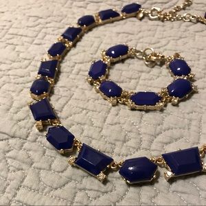 J-Crew Navy + Gold Matching Necklace/Bracelet